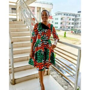 Women's Trendy midi fully lined 100% cotton ankara dress